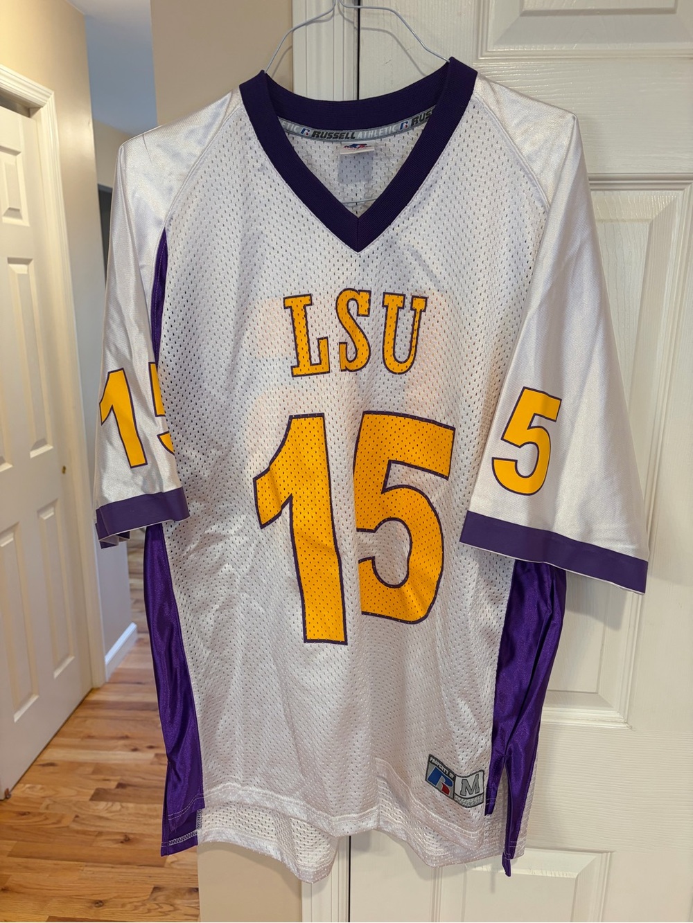 Russell Athletic LSU White, Purple & Gold #15 Football Jersey
